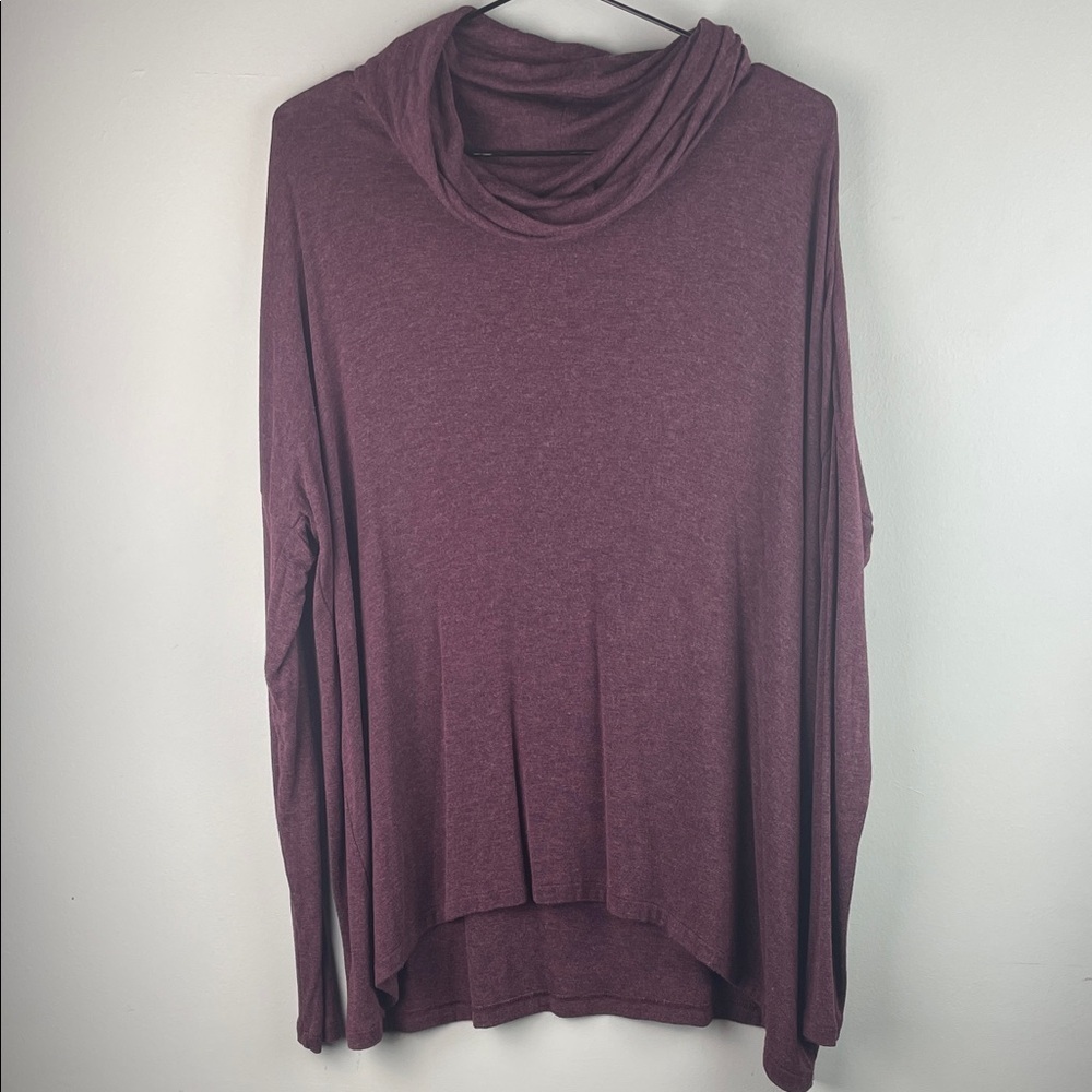 Cabi #924 Draped Cowl Neck Tunic Top - Plum Size S